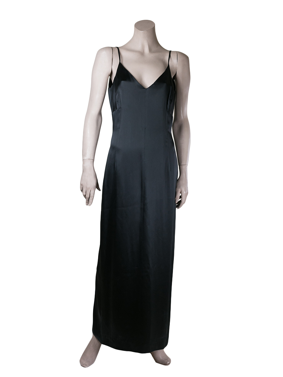 Gianfranco Ferre Black Maxi Silk Slip Dress-Preowned