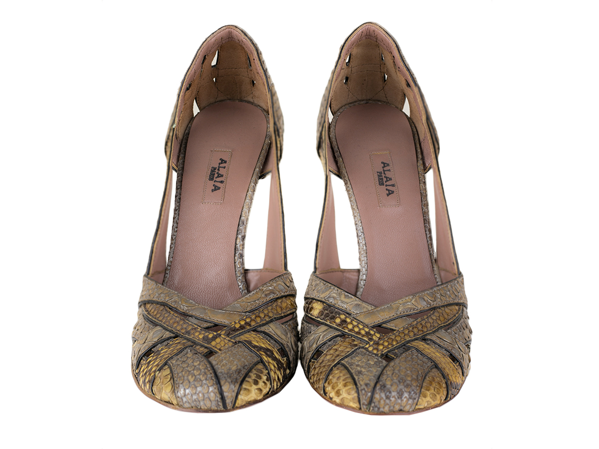 Azzedine Alaïa Snakeskin Print Leather Heels-Preowned