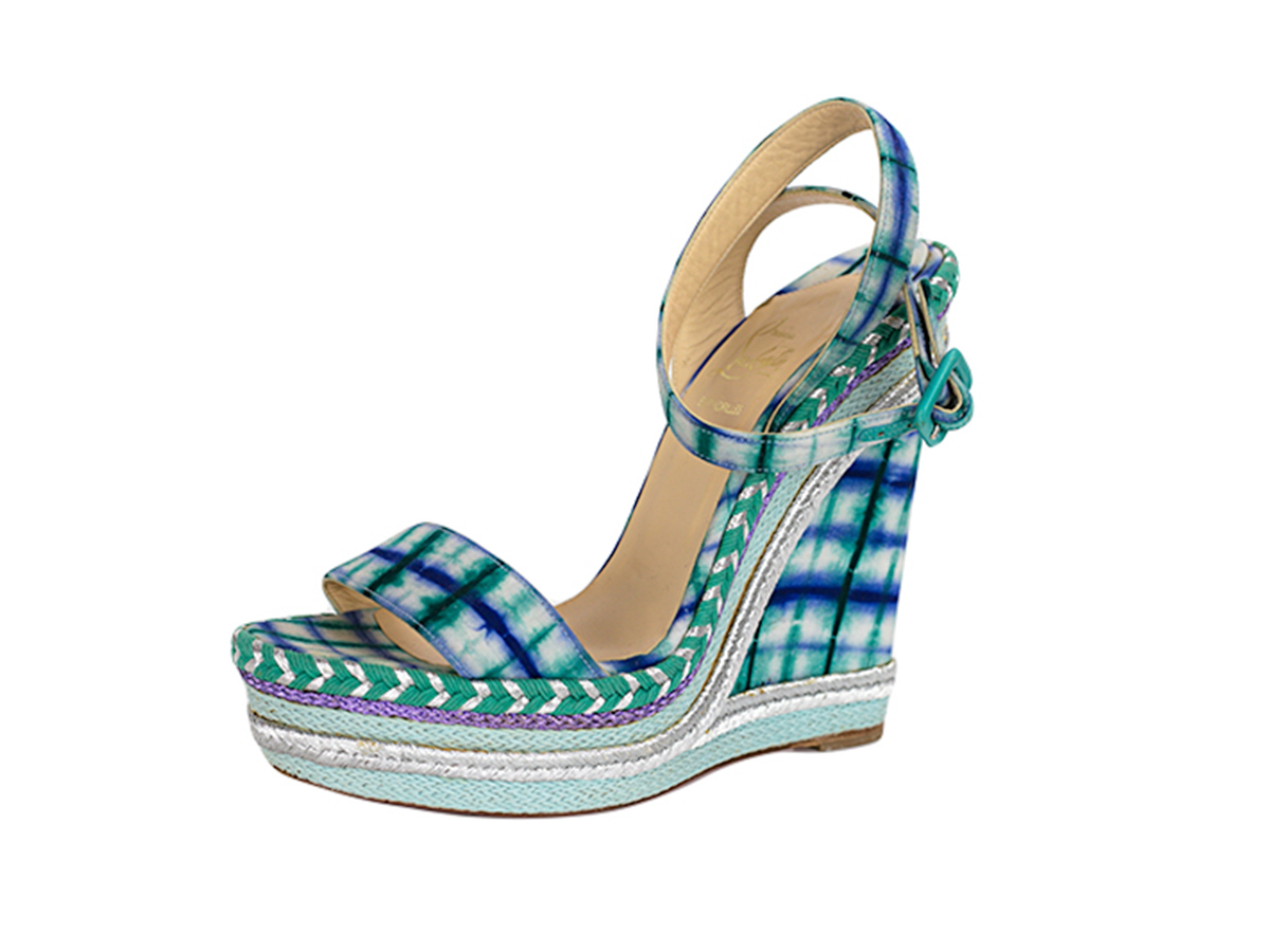 Christian Louboutin Tartan Printed Wedges-Preowned