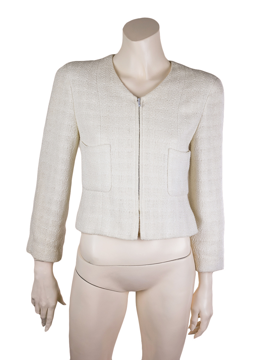 Chanel Off White Vintage Tweed Jacket-Preowned