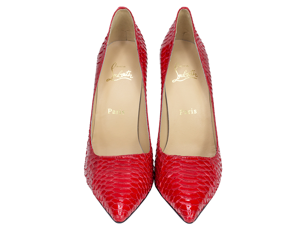 Christian Louboutin Blood Red Python Leather So Kate Pointed Toe Pumps -Preowned