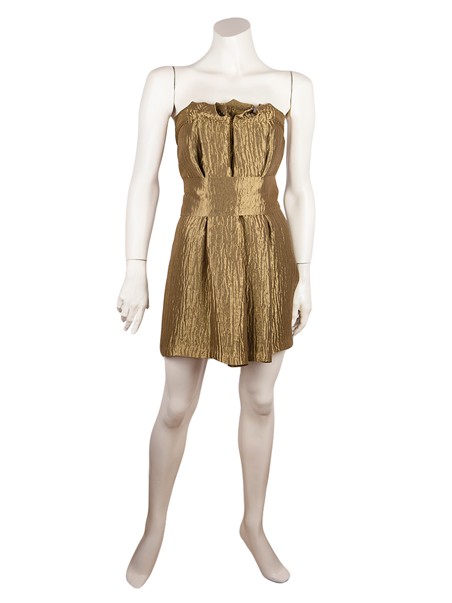 Sophia Kokosalaki Mini Strapless Gold Dress - Preowned