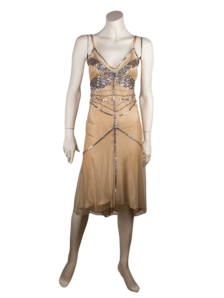 Jonardo Midi Beige Dress with Sequins - Preowned