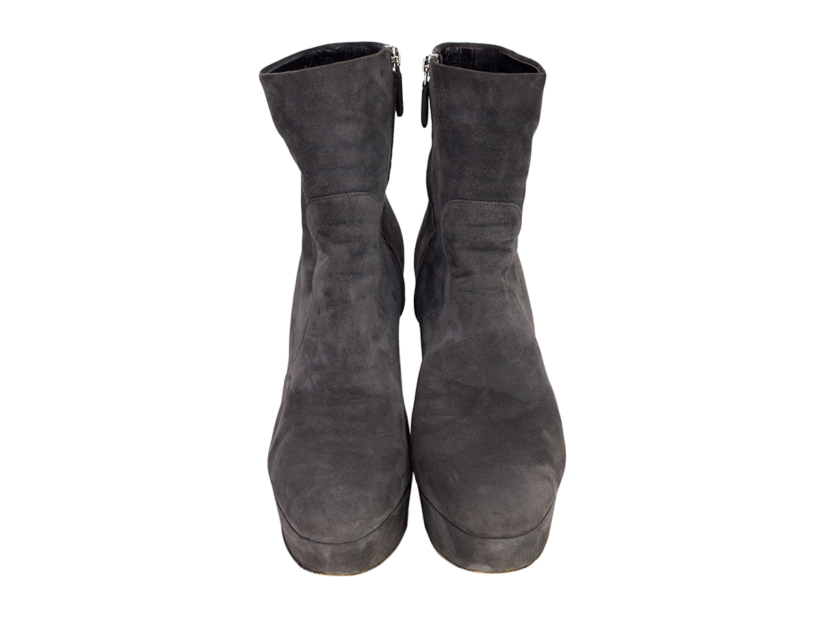 Prada Ankle Suede Grey Boots - Preowned