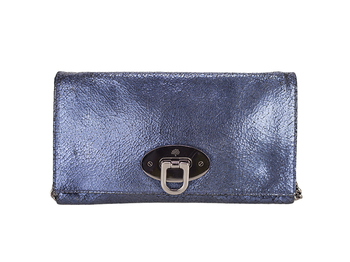 Mulberry Metallic Navy Blue  Clutch or Chain Bag- Preowned