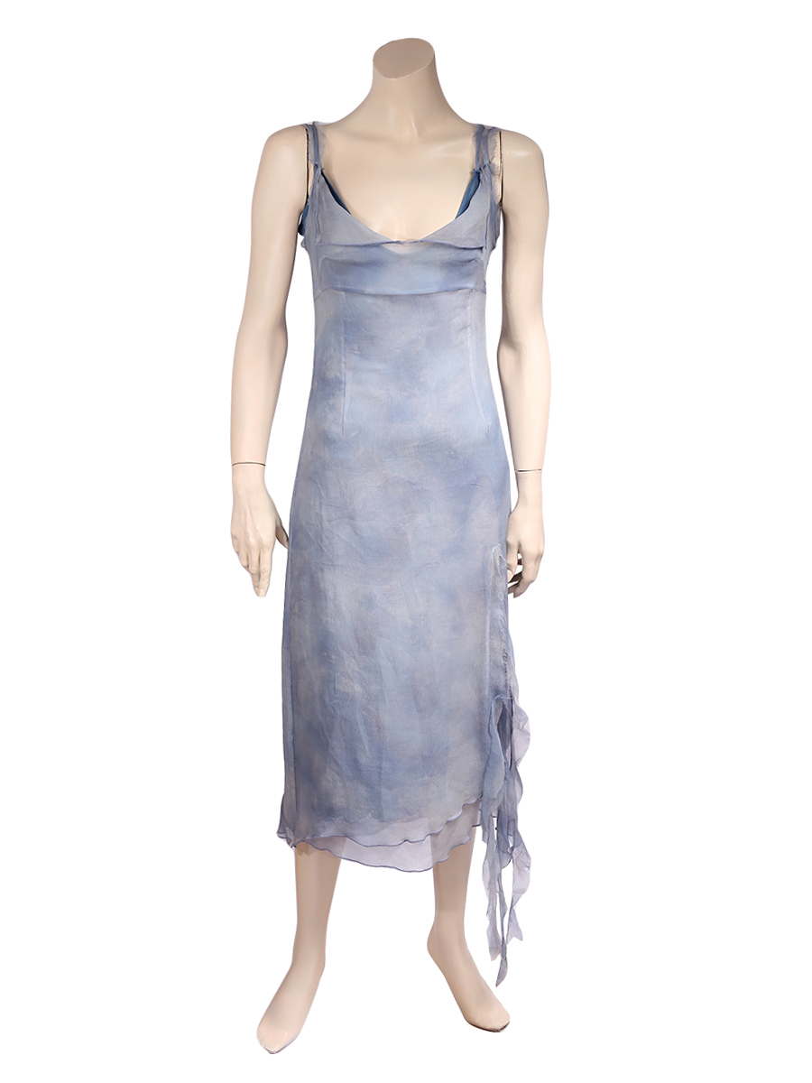 Mila Schon Concept Asymmetric Light Blue Silk Dress - Preowned