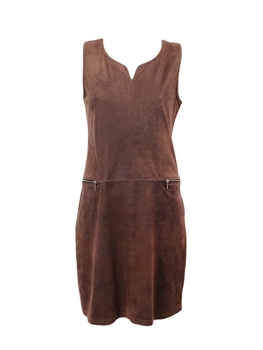 Be Fun Brown Sleeveless Mid-Length Dress - Preowned