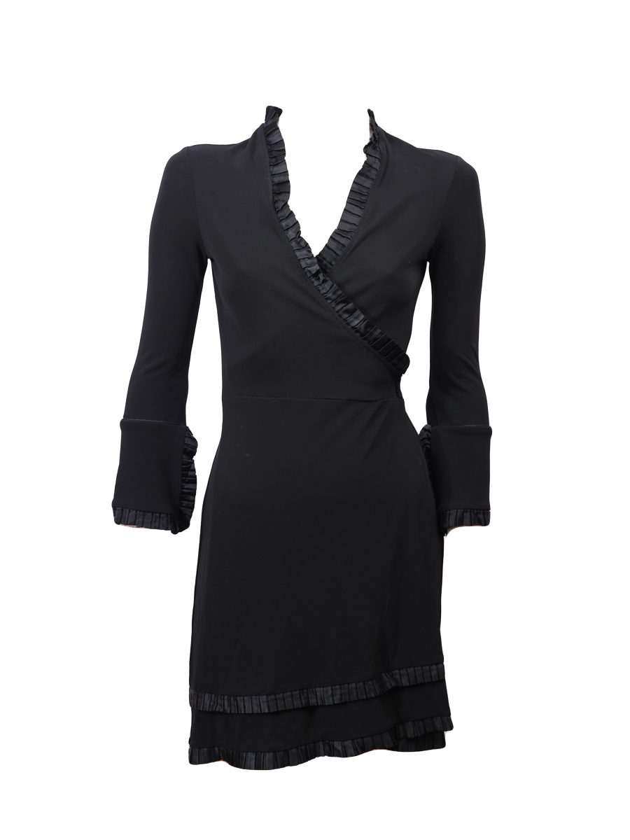 Diane Von Furstenberg Wrap Black Mini Dress - Preowned