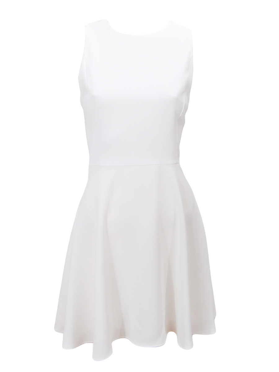 Alice + Olivia Wesley Flared Mini White Dress - Preowned