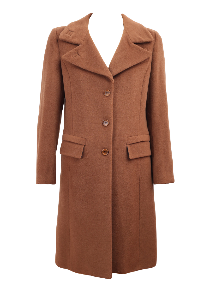 Joseph Brown Wool Single-Breasted Coat - Preowned