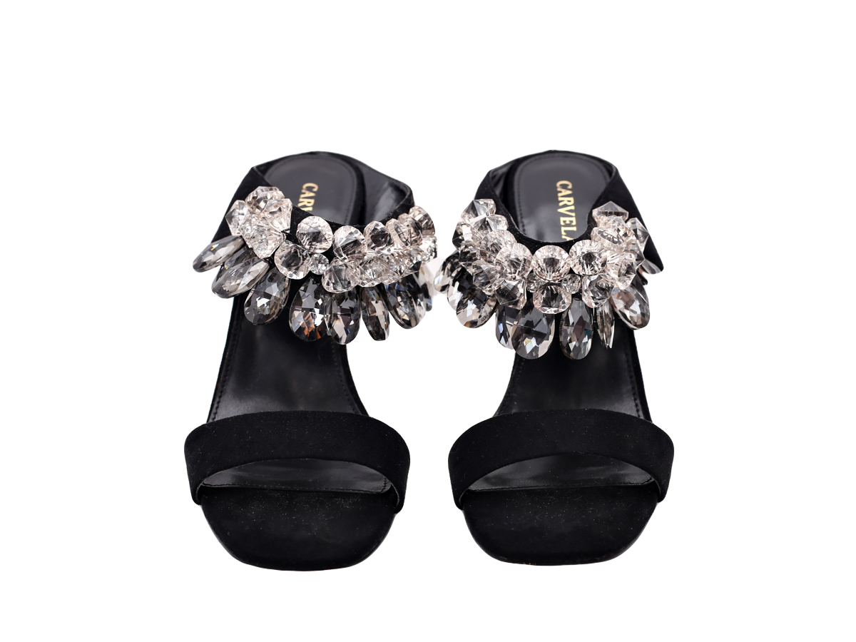 Carvela Black Suede Embellished Sandals - Preowned