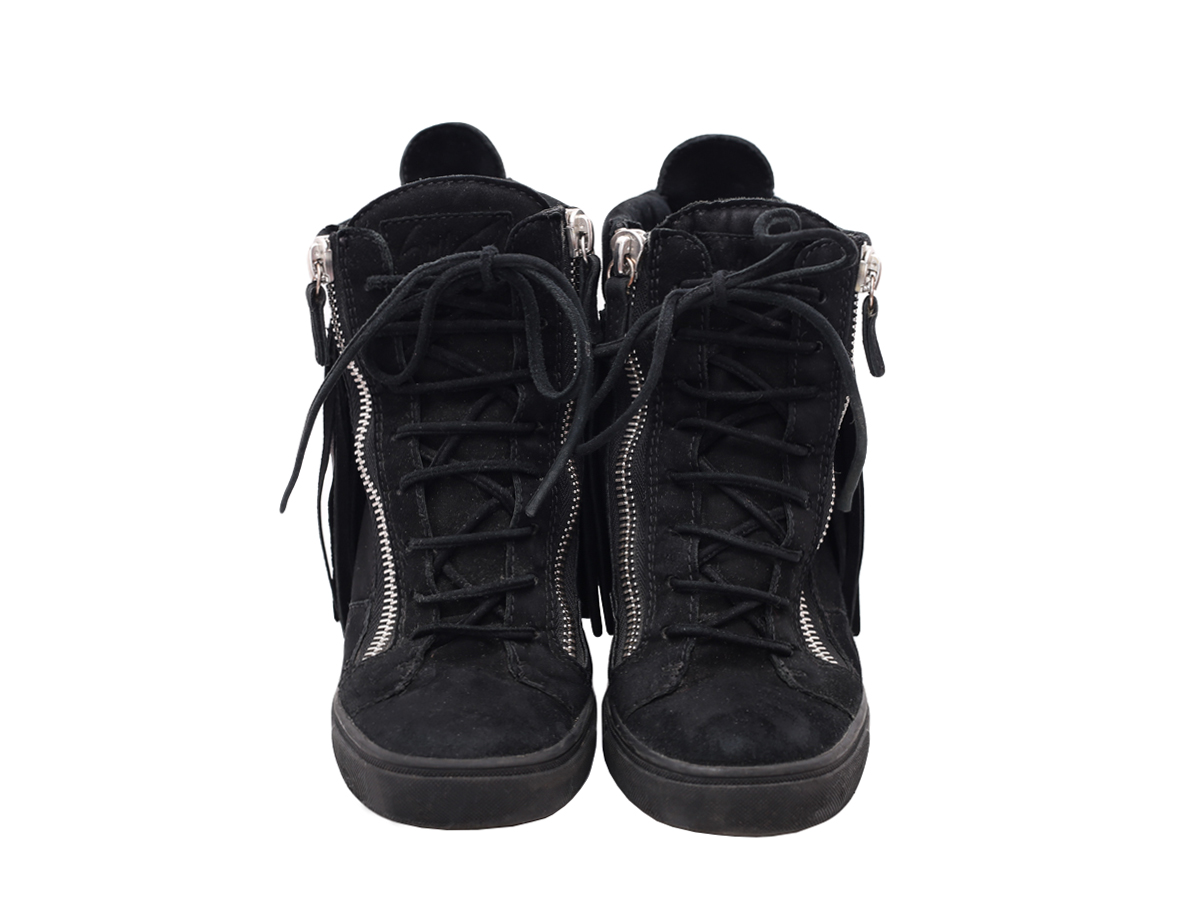 Giuseppe Zanotti Black Suede Wedge Sneakers - Preowned