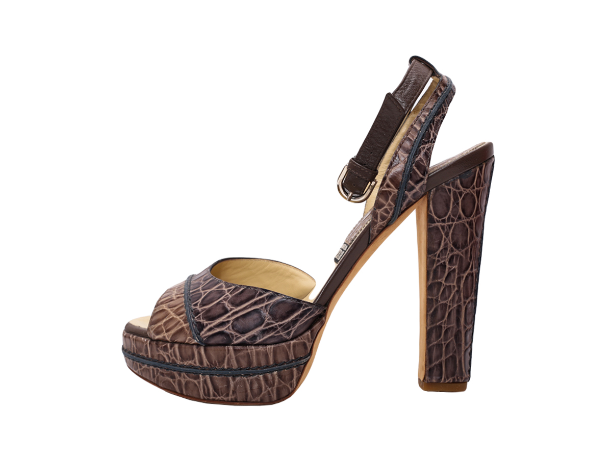 Gianfranco Ferré Croco Leather Platform Sandals - Preowned