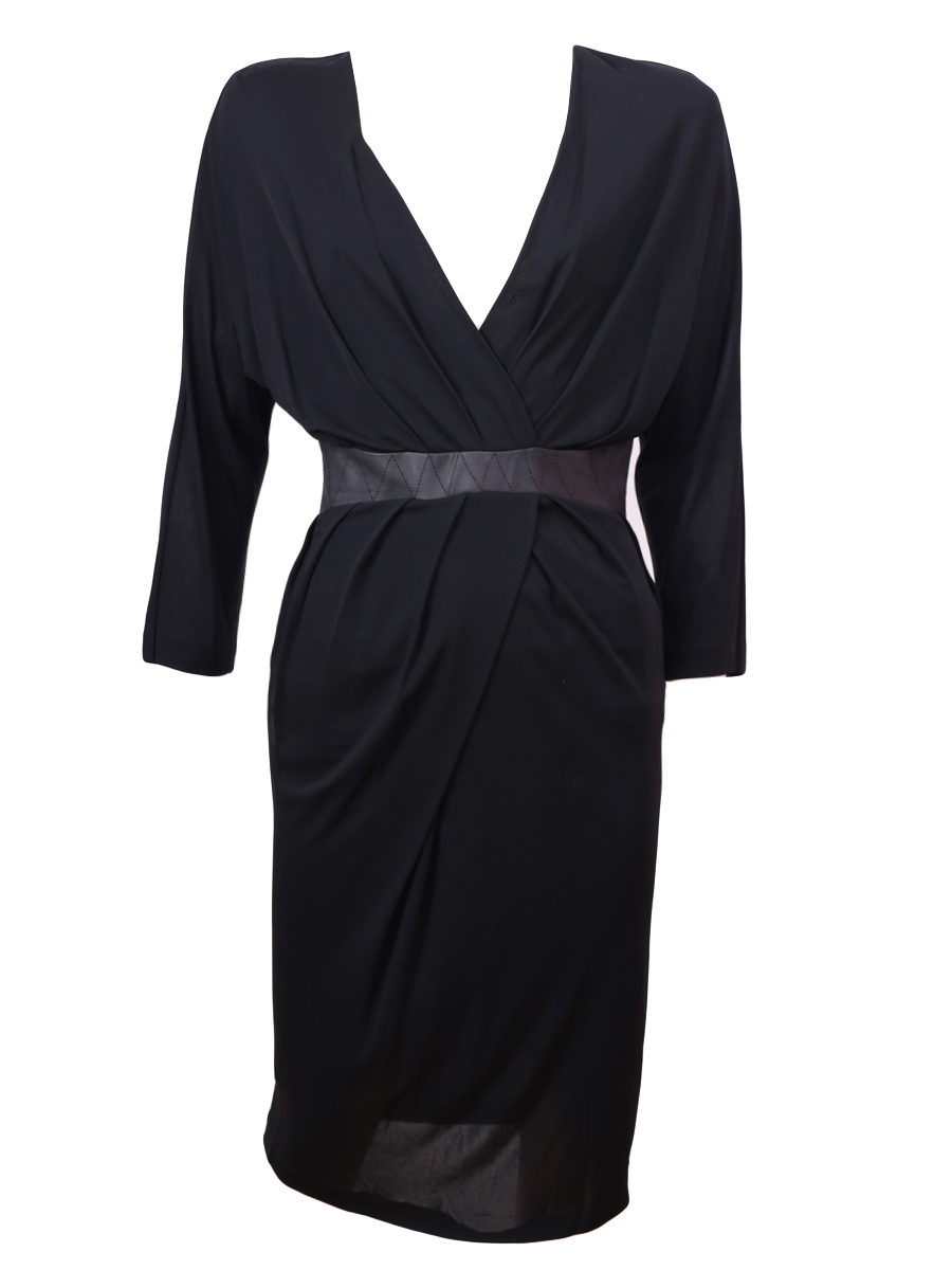 Roberto Cavalli Black Ruched Midi Dress - Preowned