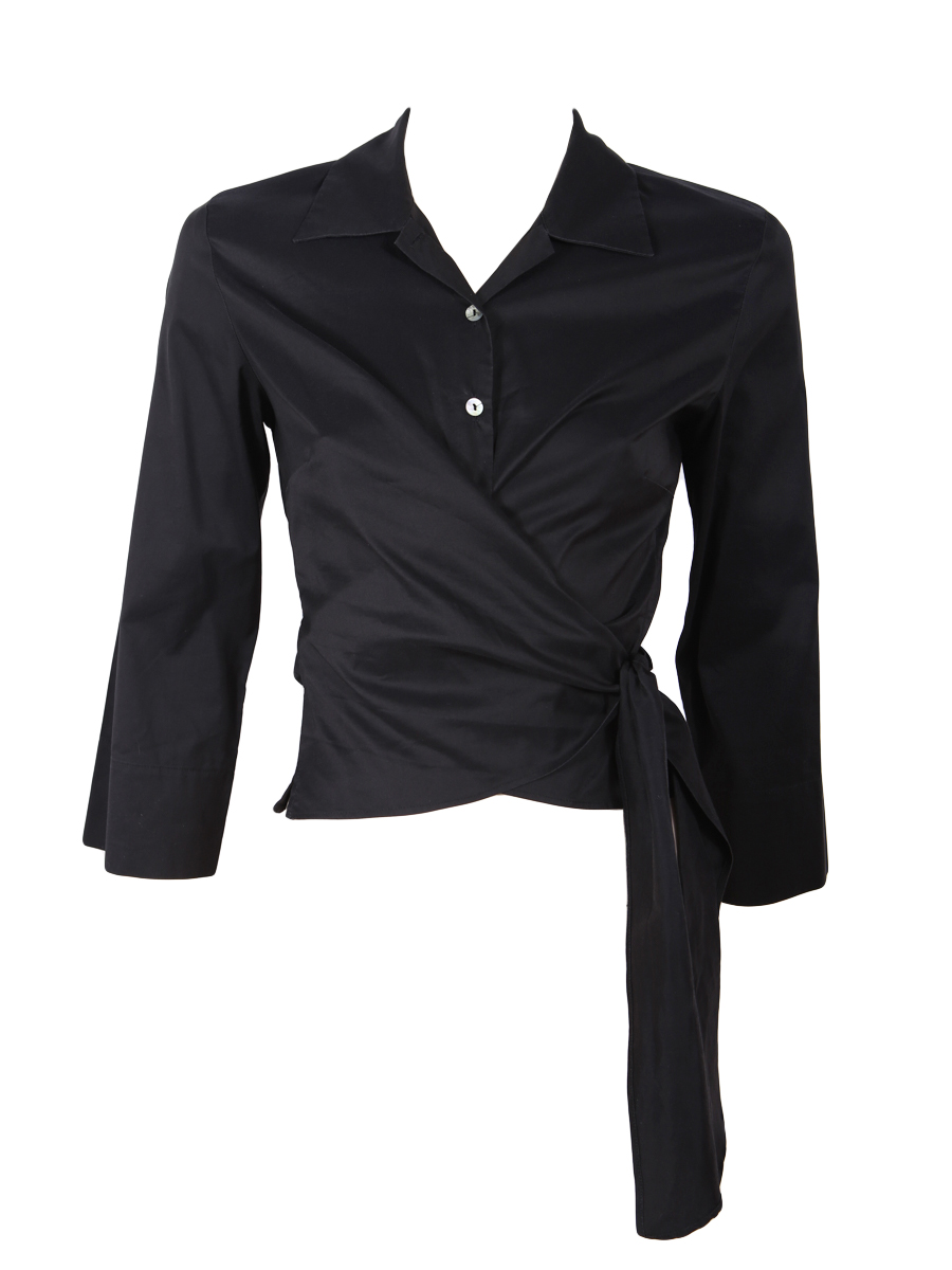 Gerard Darel Black Cotton Wrap Shirt - Preowned
