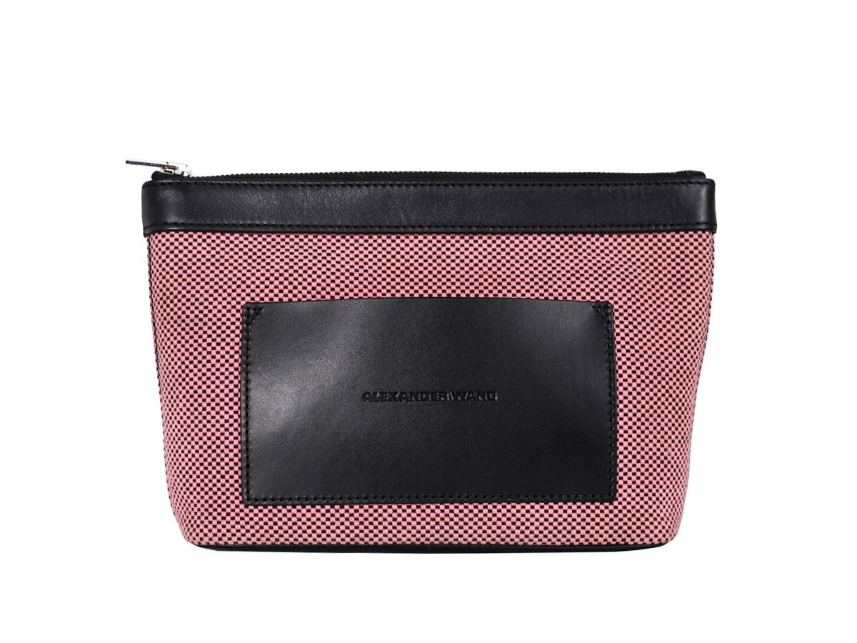 Alexander Wang Pink Canvas Black Leather Clutch Bag - Preowned