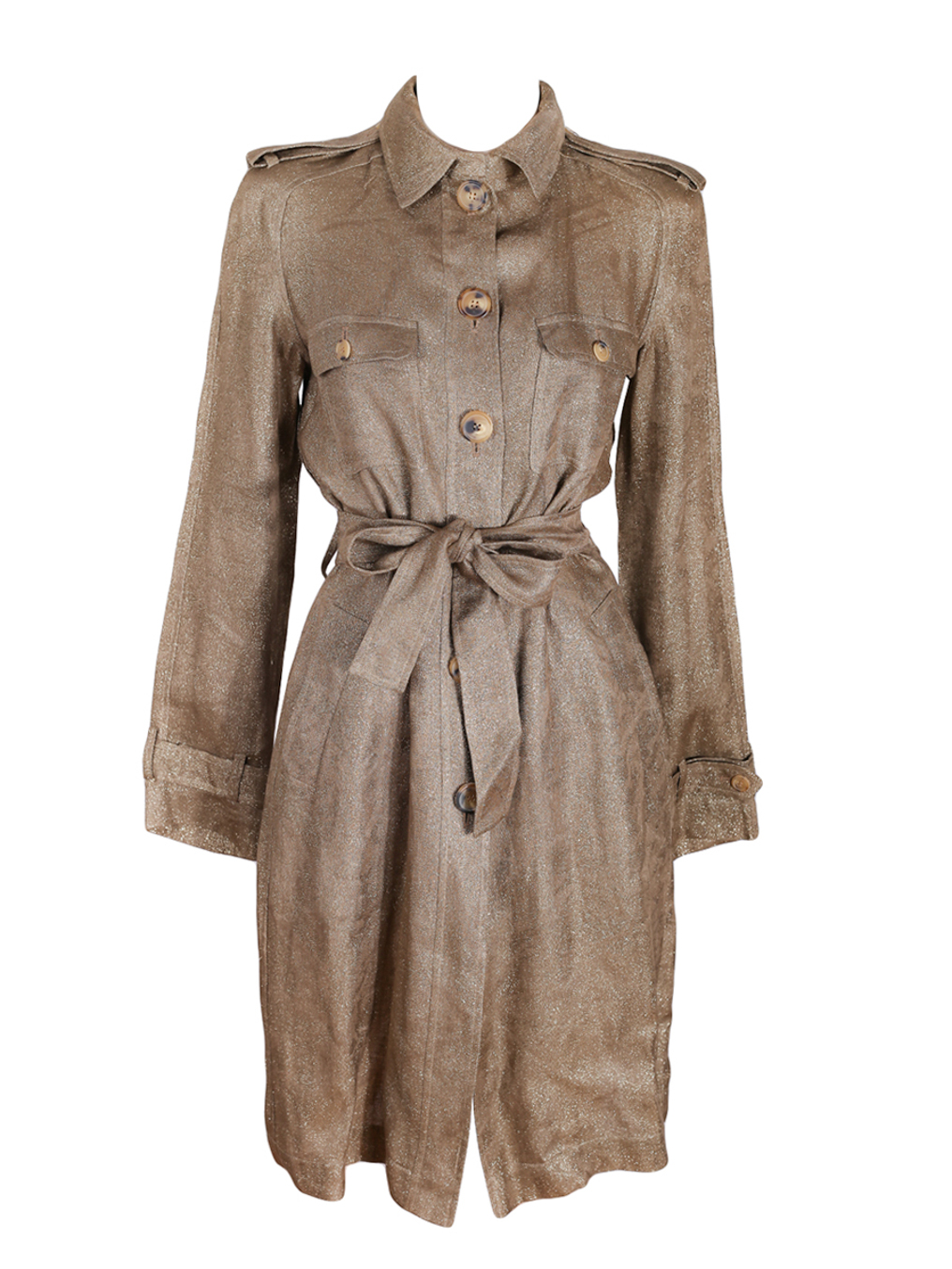 Lanvin Gold Linen Lurex Trench Coat - Preowned