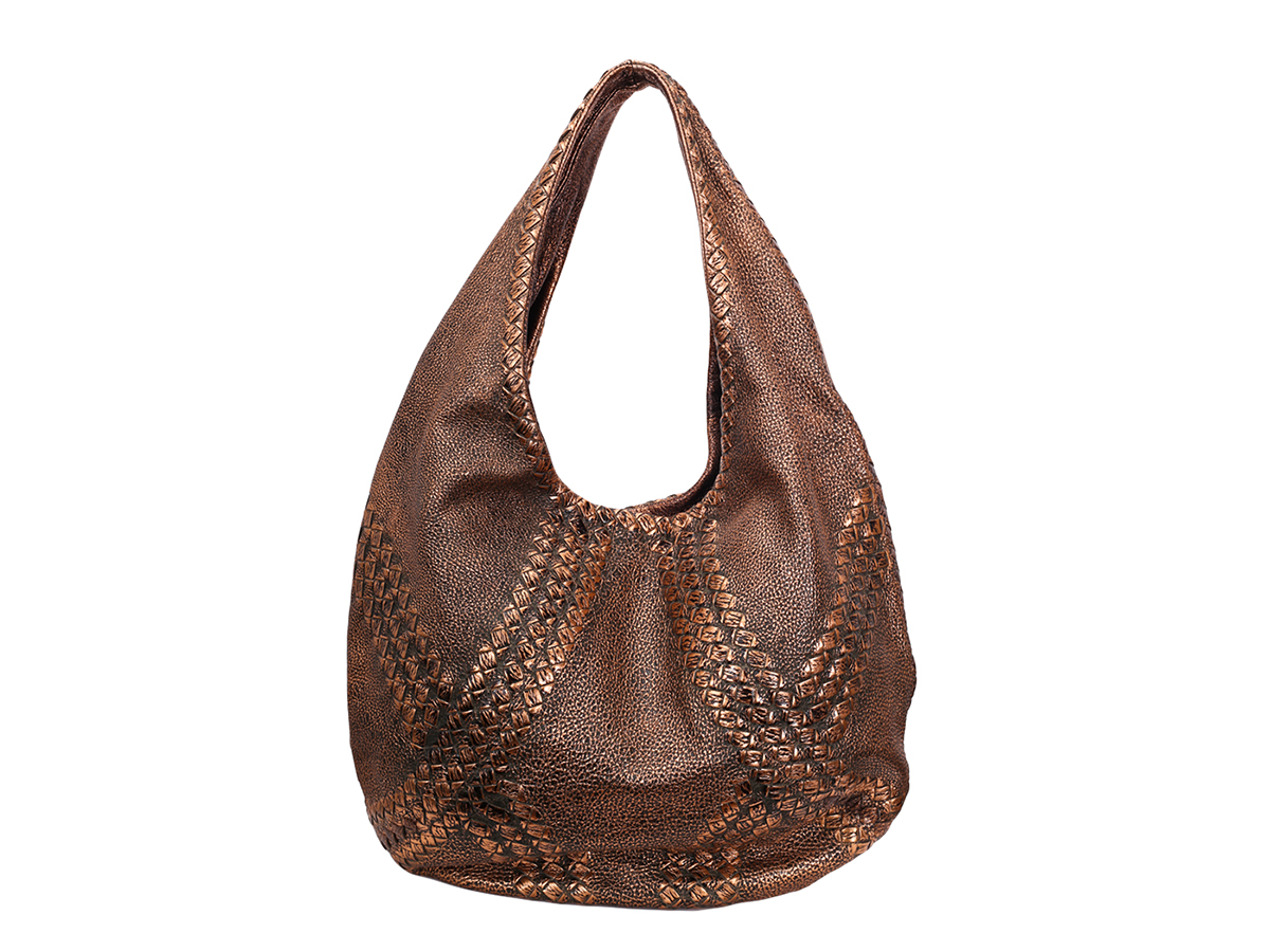 Bottega Veneta Cervo Metallic Bronze Leather Hobo Bag - Preowned