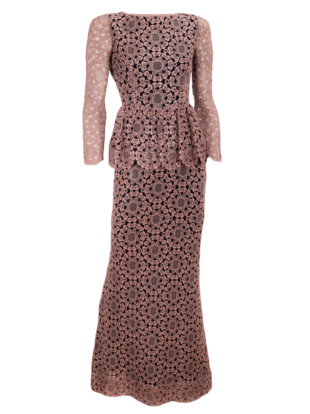 Alice And Olivia Embroidered Peplum Long Dress - Preowned
