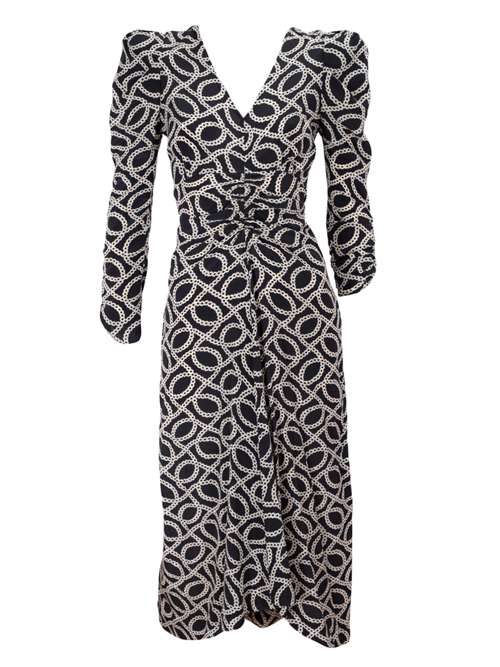 Isabel Marant Black Silk Printed Midi Dress - Preowned