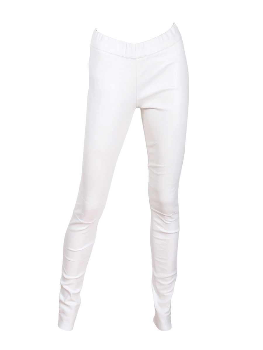 Allude White Leather Skinny-Cut Trousers - Preowned