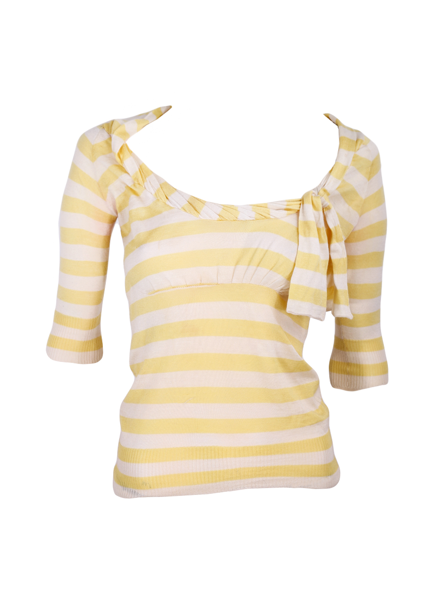 Louis Vuitton Yellow Cashmere Striped Top - Preowned