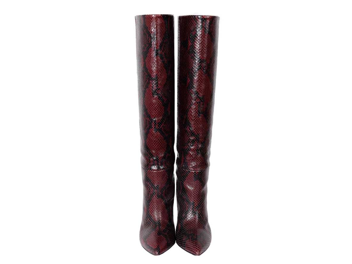 Paris Texas Snakeskin Leather Animal Print Knee-High Boots - Preowned