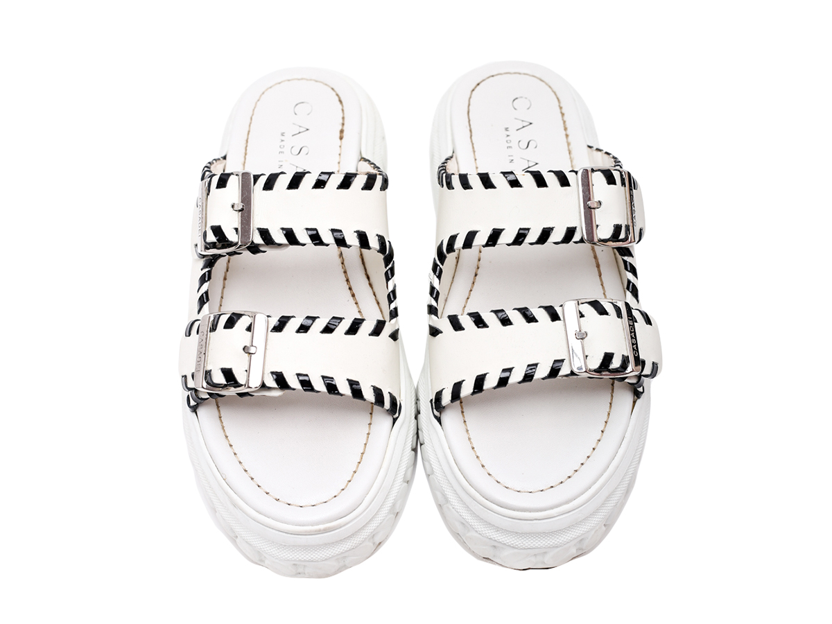 Casadei White Leather Platform Sandals - Preowned