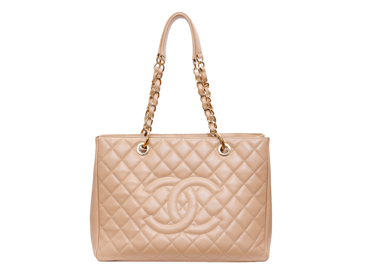 Chanel Caviar Quilted Beige Grand Shopping Tote Bag - Preowned