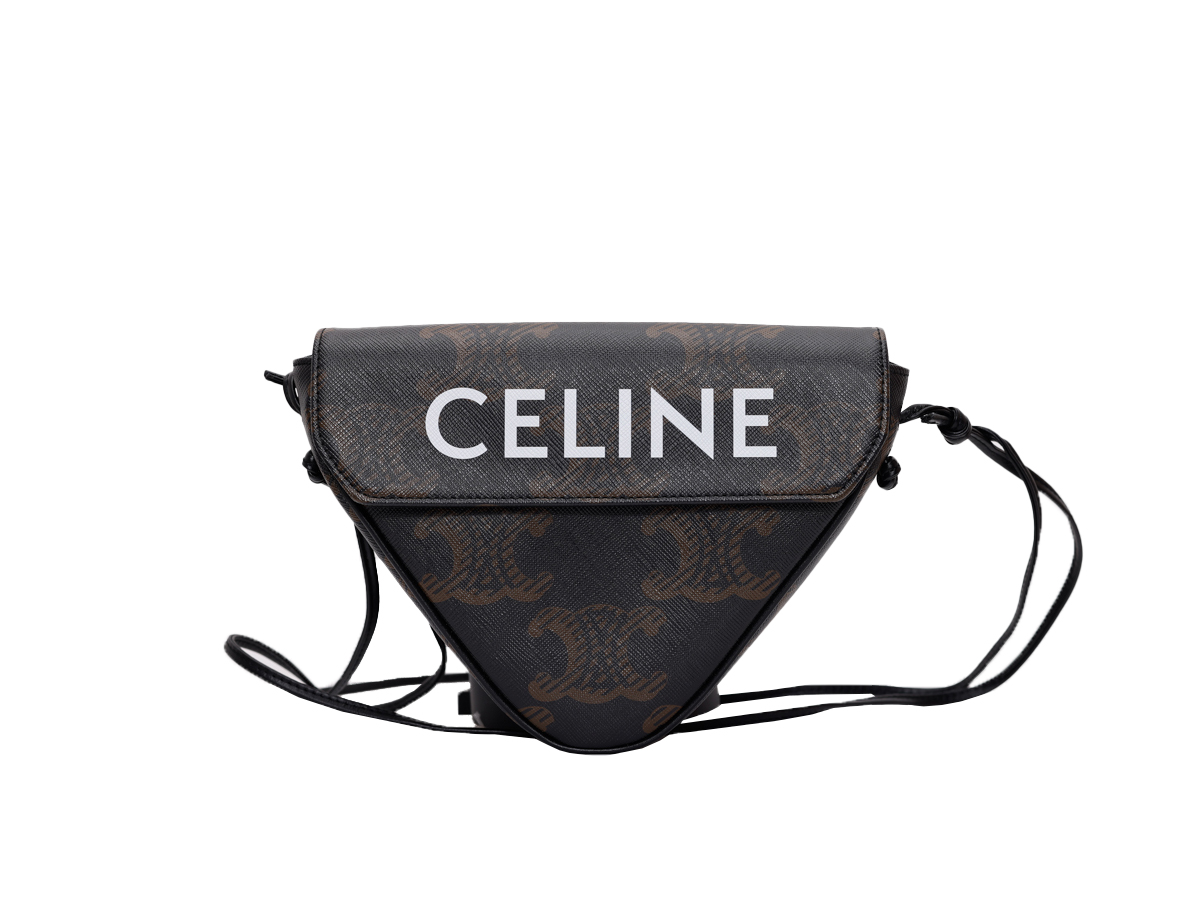 Celine Triangle Triomphe Print Canvas Brown Leather Unisex Bag - Preowned