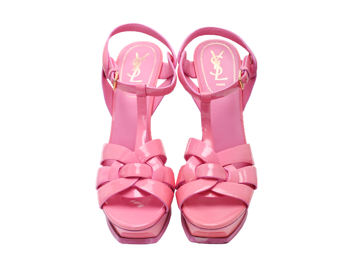 Saint Laurent Tribute Pink Patent Leather Platform Sandals - Preowned