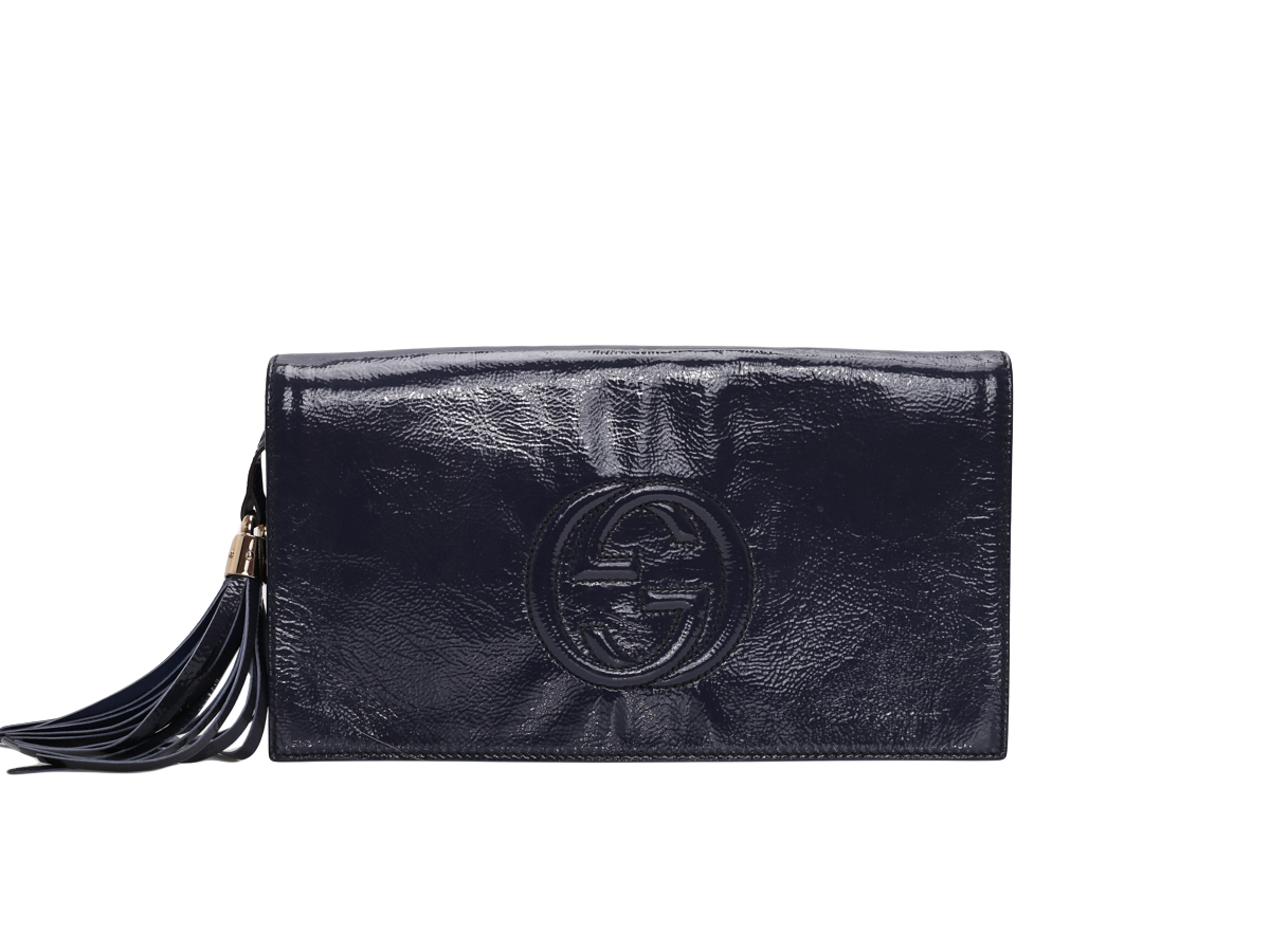 Gucci Soho Midnight Blue Patent Leather Clutch - Preowned