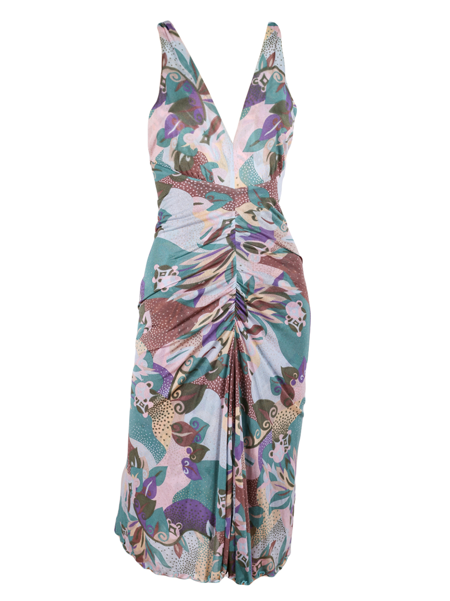 Missoni Silk Multicolour Ruched Dress - Preowned