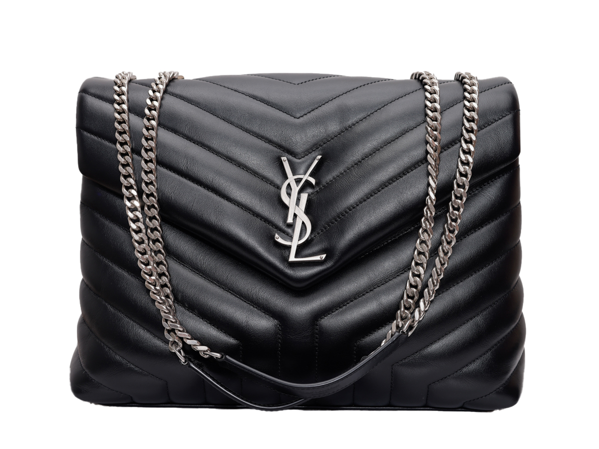 Saint Laurent LouLou Medium Black Leather Shoulder Bag - Preowned