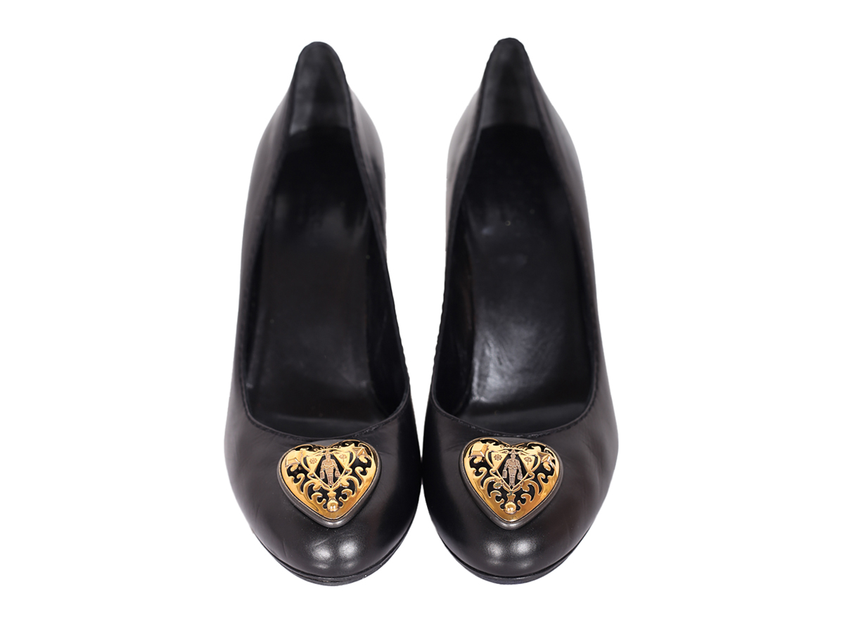 Gucci Babouska Heart Crest Leather Pumps - Preowned