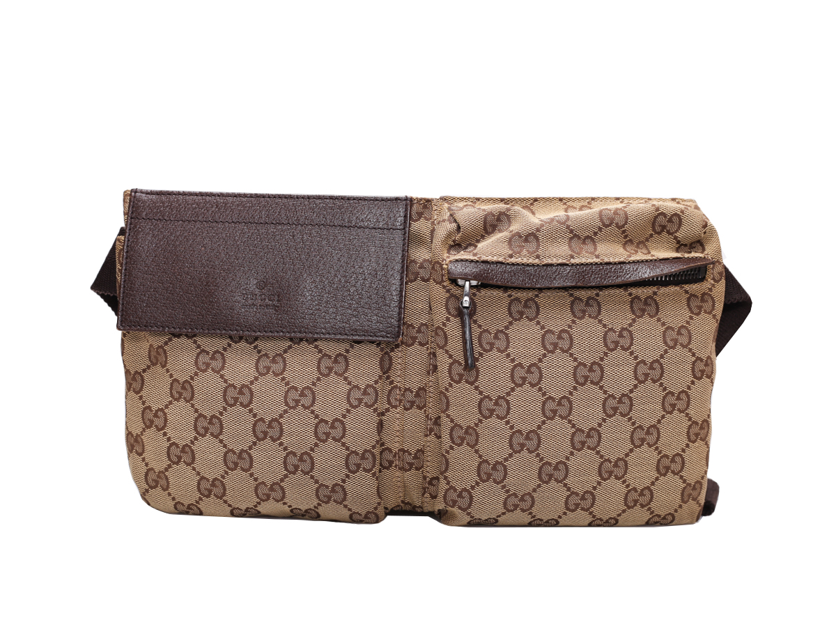 Gucci Belt Monogram Brown GG Supreme Canvas Cross Body Bag Preowned