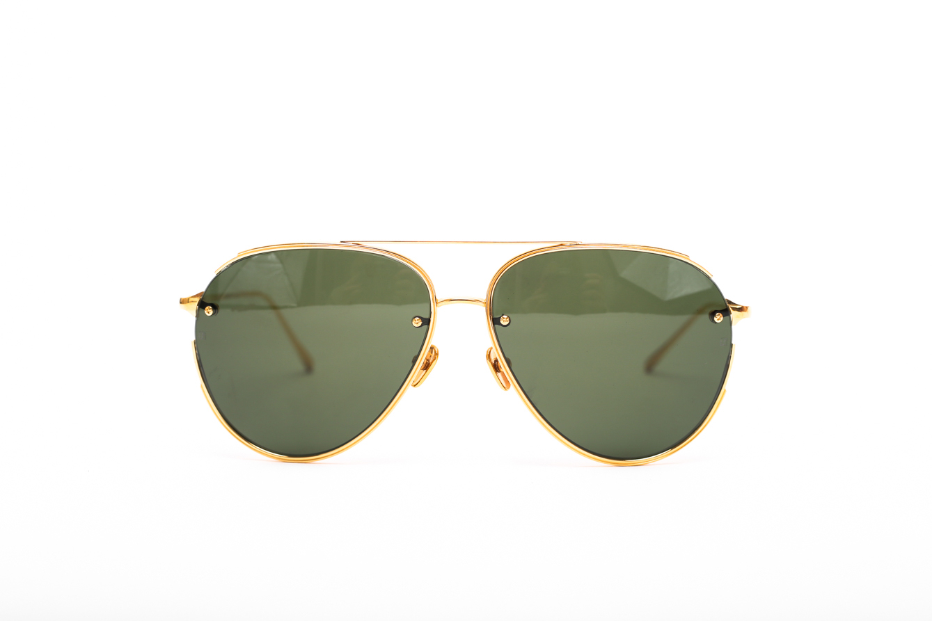 Linda Farrow Russo Aviator Sunglasses In Yellow Gold - Preowned