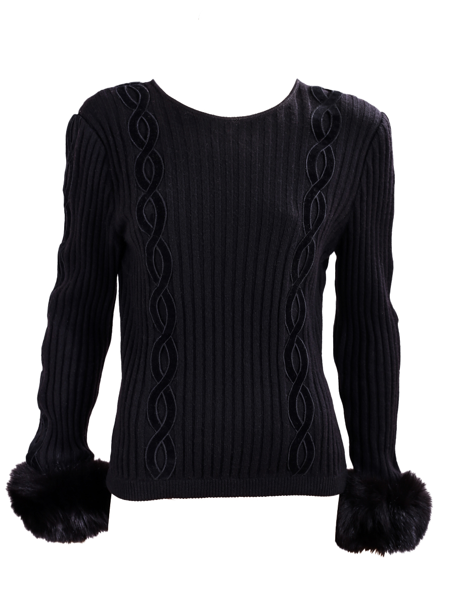 Vintage Valentino Ribbed Sweater With Mink Fur - Preowned