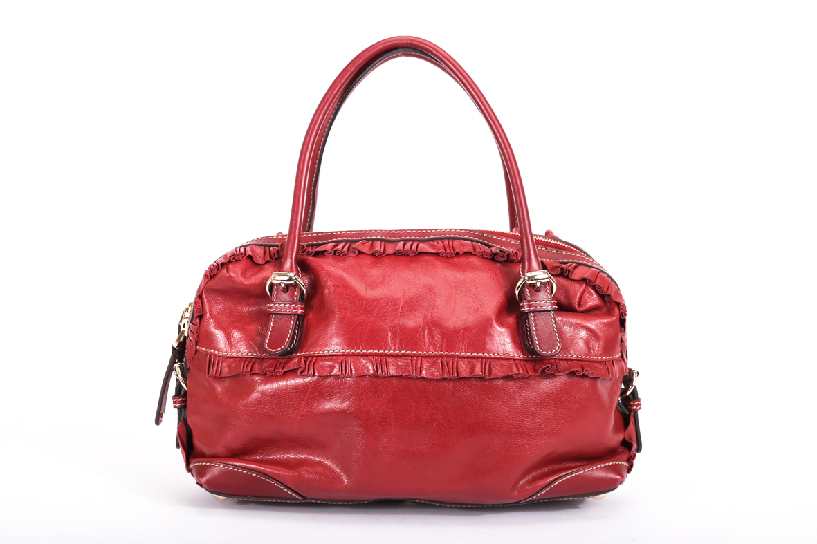Gucci Red Leather Small Sabrina Top Handle Bag - Preowned