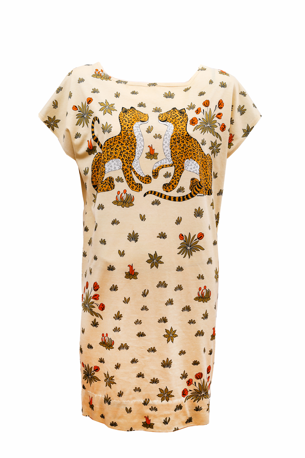 Hermès Tiger Printed Beige Cotton Dress - Preowned