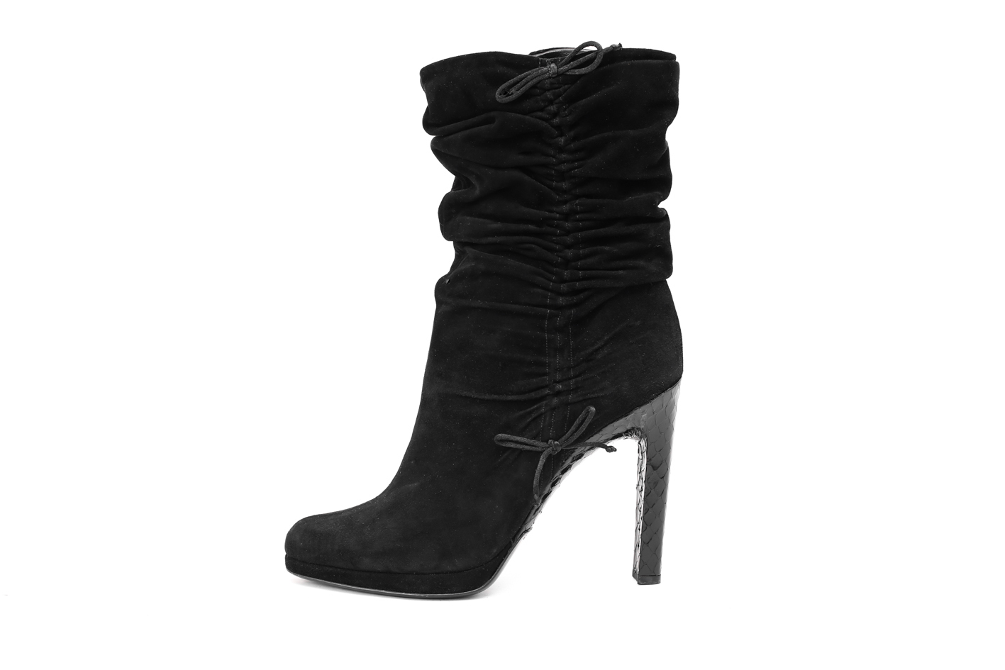 Gucci Black Suede Ruched Boots - Preowned