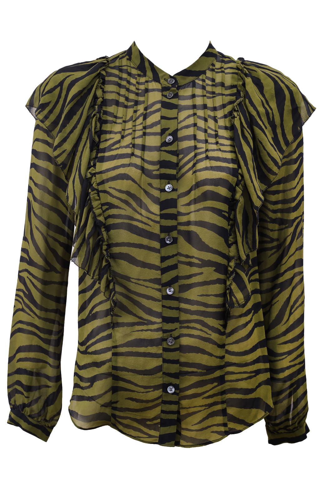 Veronica Beard Olive Green Camilla Zebra Top - Preowned