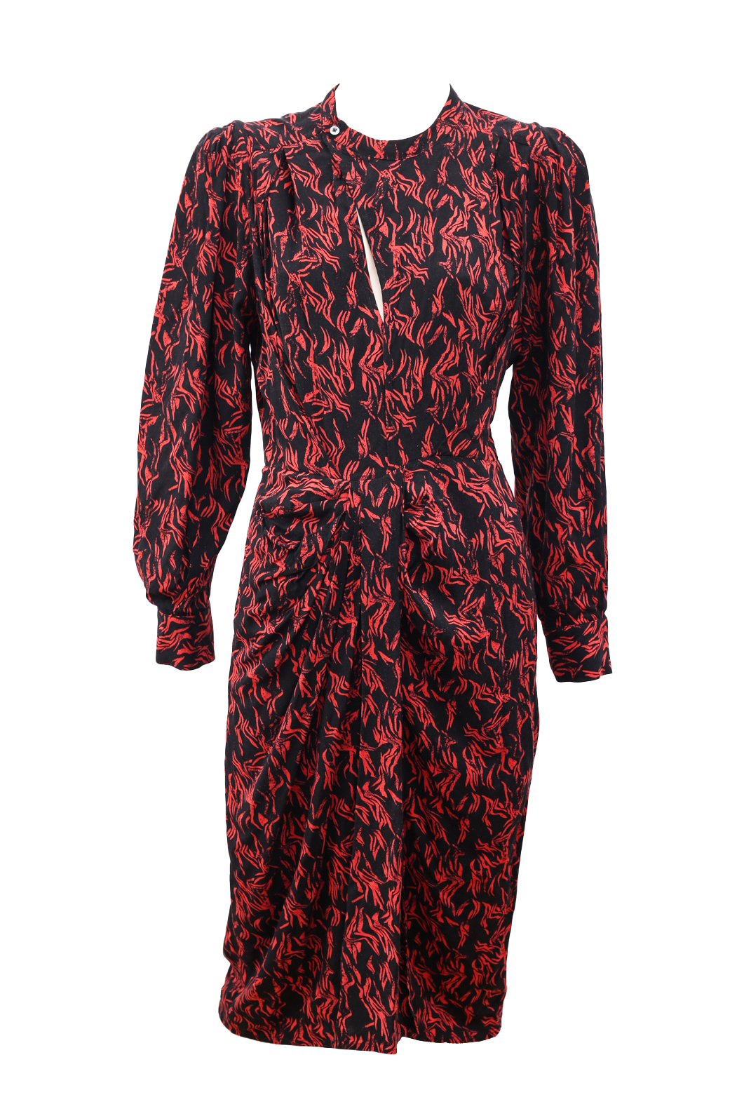 Iro Black And Orange Print Long-Sleeve Dress - Preowned
