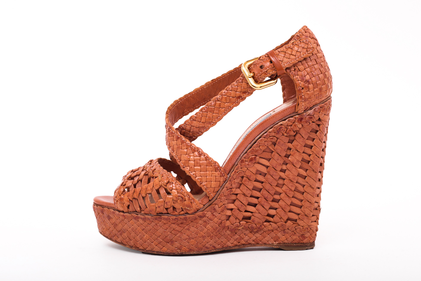 Prada Flame Leather Sandal Heels - Preowned