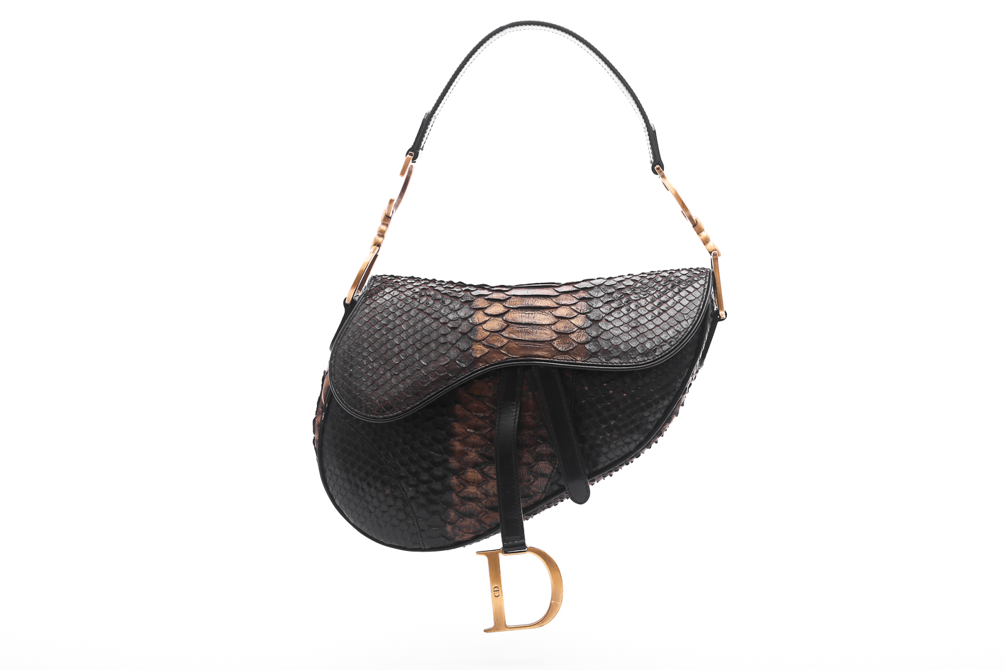Christian Dior Python and Patent Leather Saddle Bag - Preowned