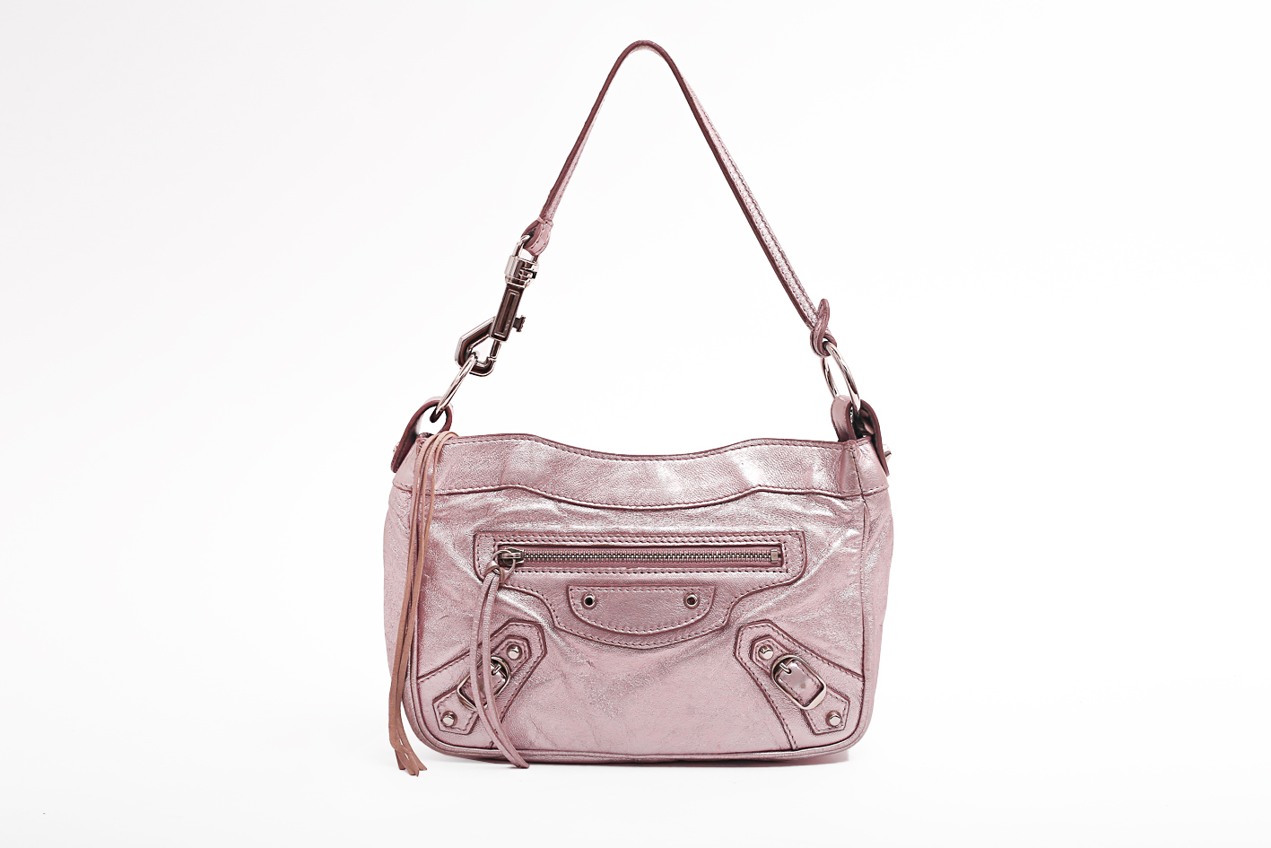 Balenciaga Lilac Lambskin Leather Shoulder Bag - Preowned