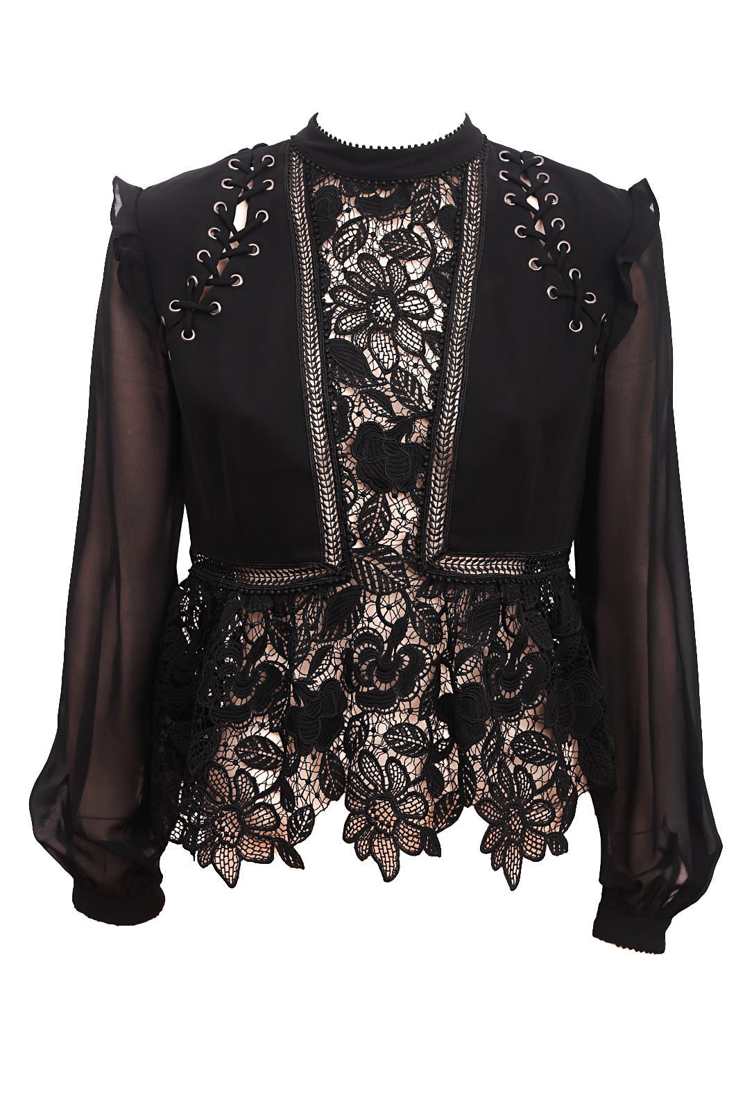 Self Portrait Ruffled Lace Blouse - Preowned