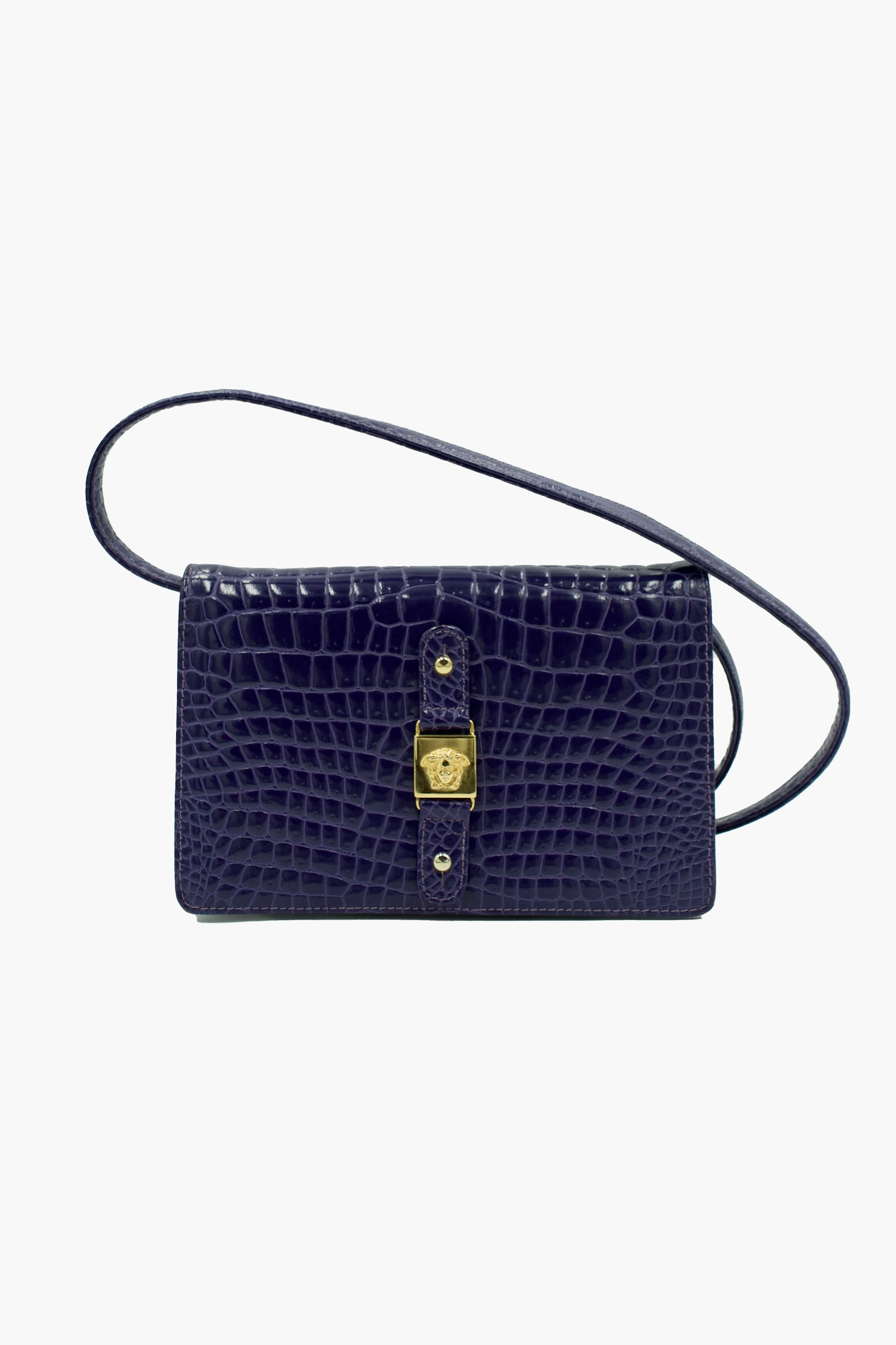Gianni Versace Purple Croc Medusa Bag- Preowned