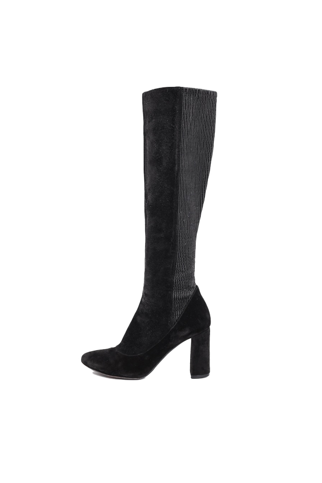 Chloe Black Suede Pleated Knee-High Boots - Preowned