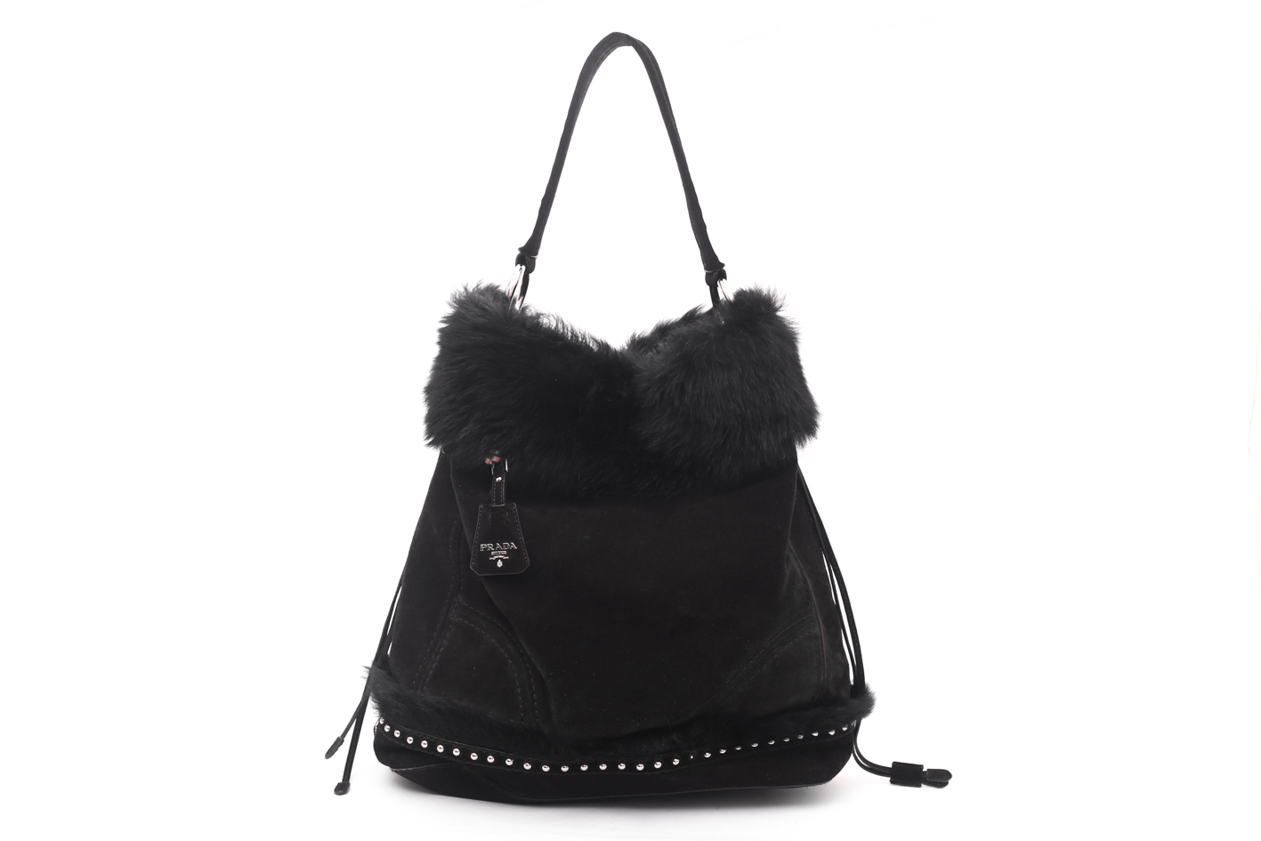 Prada Suede and Fur Shoulder Bag - Preowned